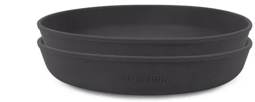 Filibabba Silicone plate 2-pack - Stone grey